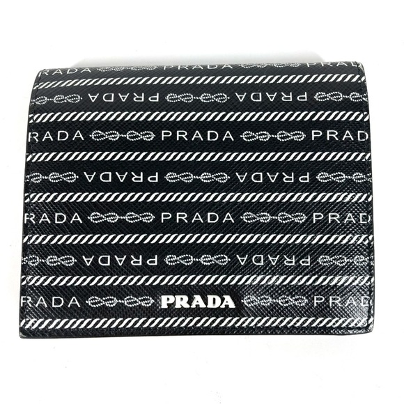 PRADA 1MV204 Compact wallet Folded wallet Black White - Picture 1 of 10